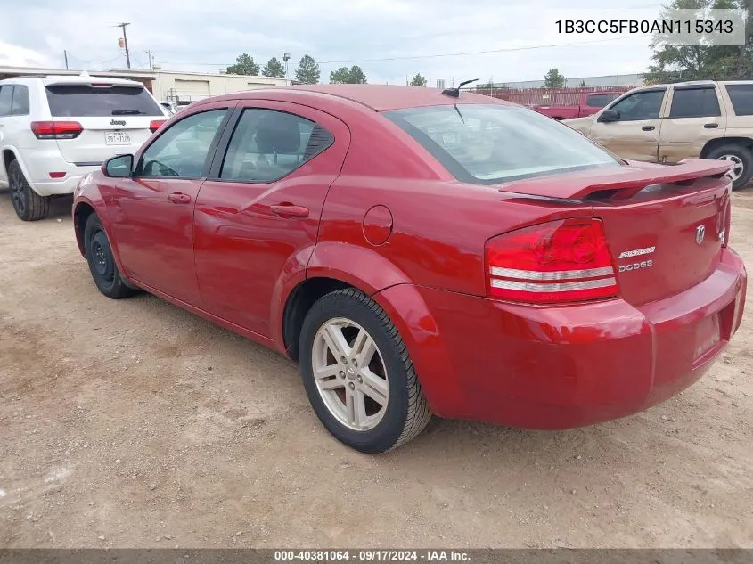 2010 Dodge Avenger R/T VIN: 1B3CC5FB0AN115343 Lot: 40381064