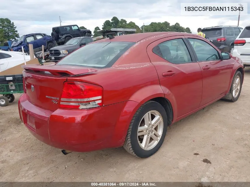 2010 Dodge Avenger R/T VIN: 1B3CC5FB0AN115343 Lot: 40381064