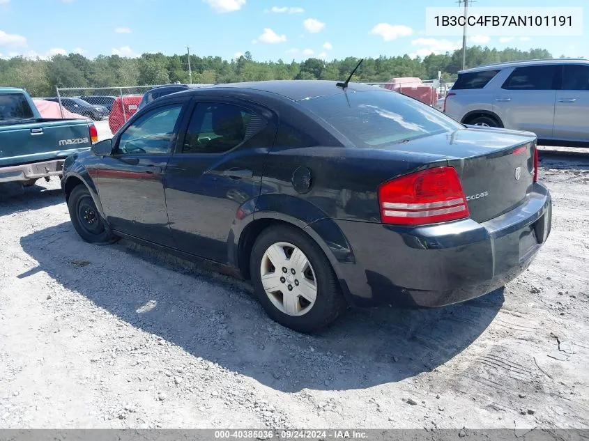 2010 Dodge Avenger Sxt VIN: 1B3CC4FB7AN101191 Lot: 40385036