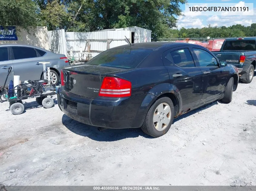 2010 Dodge Avenger Sxt VIN: 1B3CC4FB7AN101191 Lot: 40385036