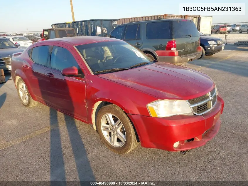 2010 Dodge Avenger R/T VIN: 1B3CC5FB5AN231363 Lot: 40493990