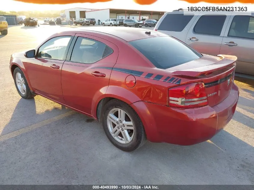 2010 Dodge Avenger R/T VIN: 1B3CC5FB5AN231363 Lot: 40493990