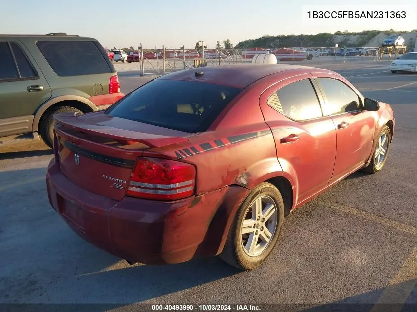 2010 Dodge Avenger R/T VIN: 1B3CC5FB5AN231363 Lot: 40493990