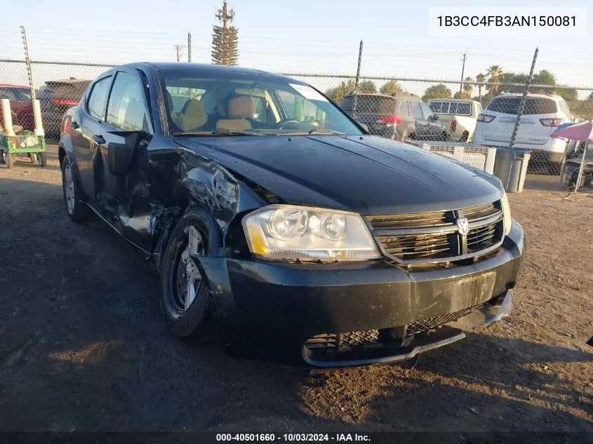 2010 Dodge Avenger Sxt VIN: 1B3CC4FB3AN150081 Lot: 40501660