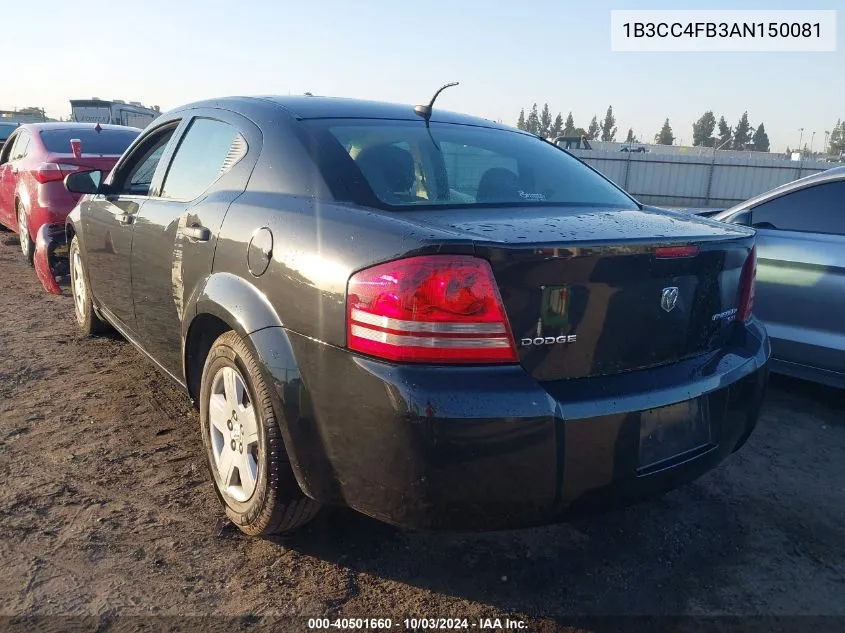 2010 Dodge Avenger Sxt VIN: 1B3CC4FB3AN150081 Lot: 40501660