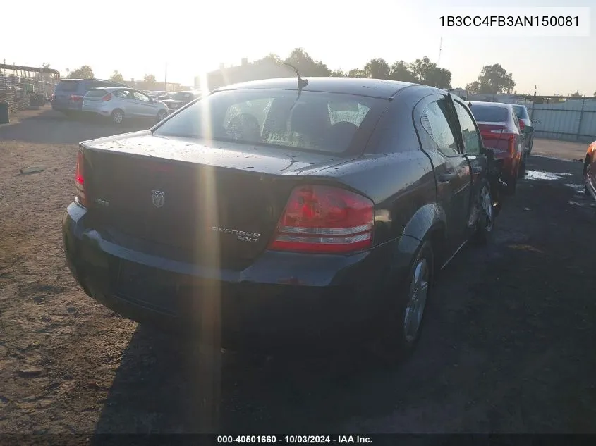 2010 Dodge Avenger Sxt VIN: 1B3CC4FB3AN150081 Lot: 40501660