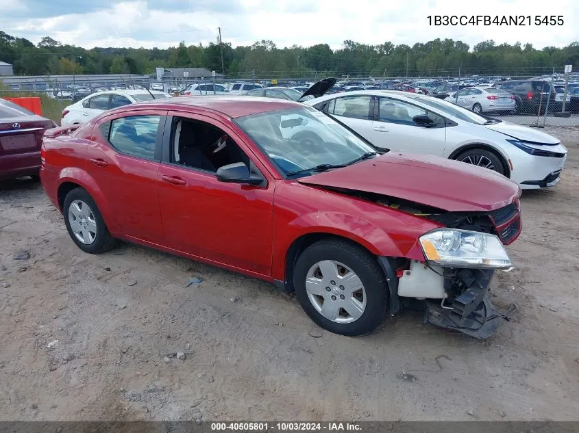 2010 Dodge Avenger Sxt VIN: 1B3CC4FB4AN215455 Lot: 40505801