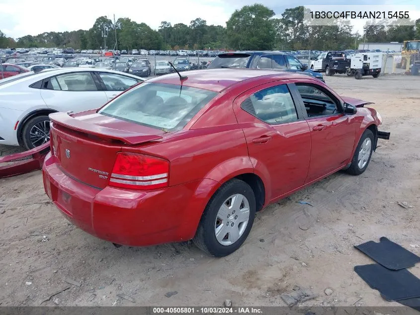 2010 Dodge Avenger Sxt VIN: 1B3CC4FB4AN215455 Lot: 40505801