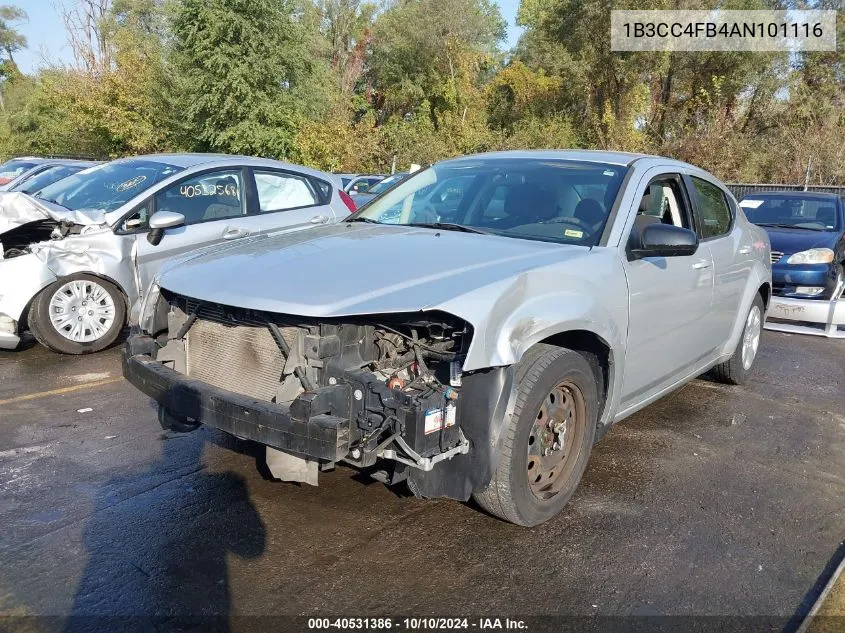 2010 Dodge Avenger Sxt VIN: 1B3CC4FB4AN101116 Lot: 40531386