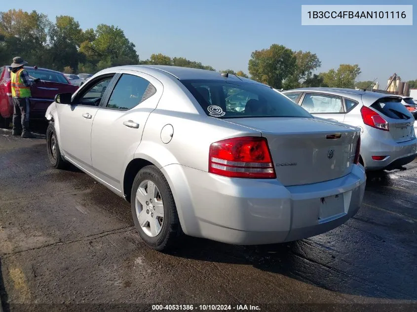 1B3CC4FB4AN101116 2010 Dodge Avenger Sxt