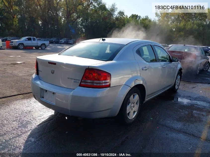 2010 Dodge Avenger Sxt VIN: 1B3CC4FB4AN101116 Lot: 40531386