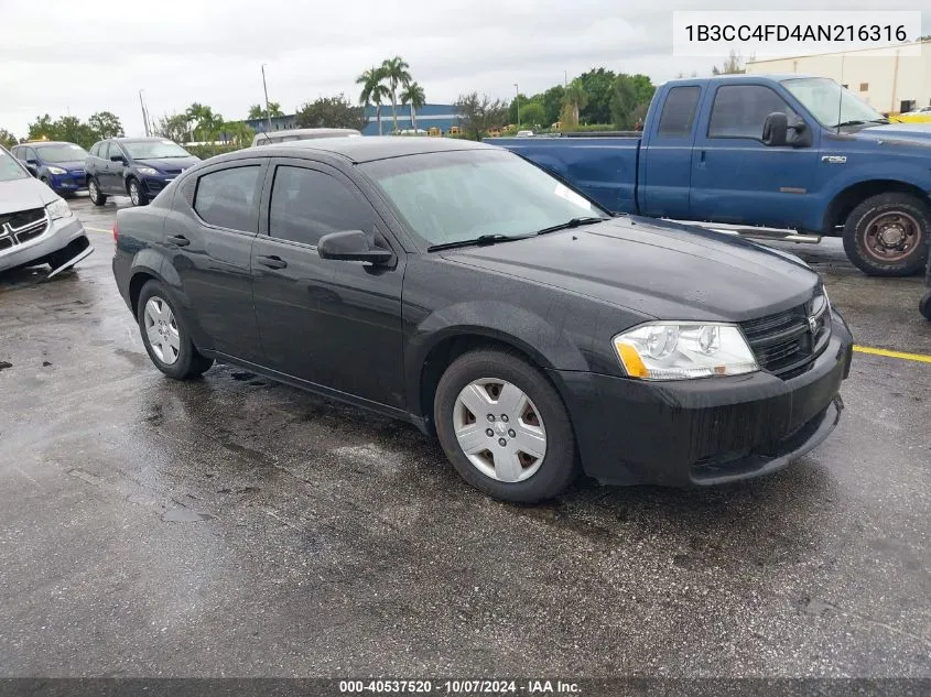 2010 Dodge Avenger Sxt VIN: 1B3CC4FD4AN216316 Lot: 40537520