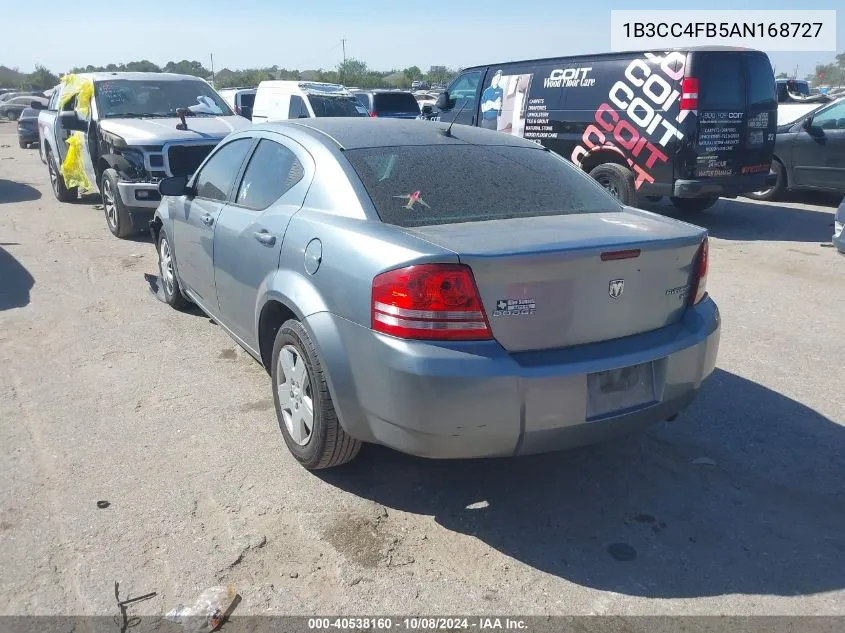 2010 Dodge Avenger Sxt VIN: 1B3CC4FB5AN168727 Lot: 40538160