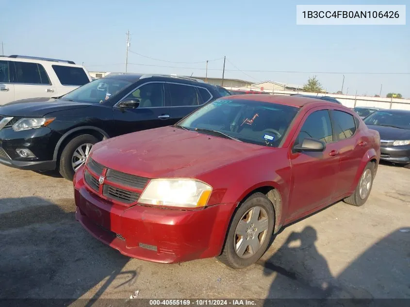 1B3CC4FB0AN106426 2010 Dodge Avenger Sxt