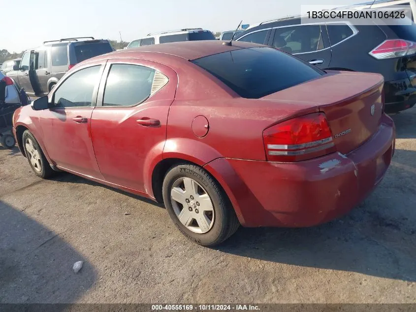 1B3CC4FB0AN106426 2010 Dodge Avenger Sxt