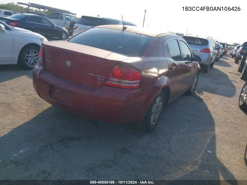 1B3CC4FB0AN106426 2010 Dodge Avenger Sxt