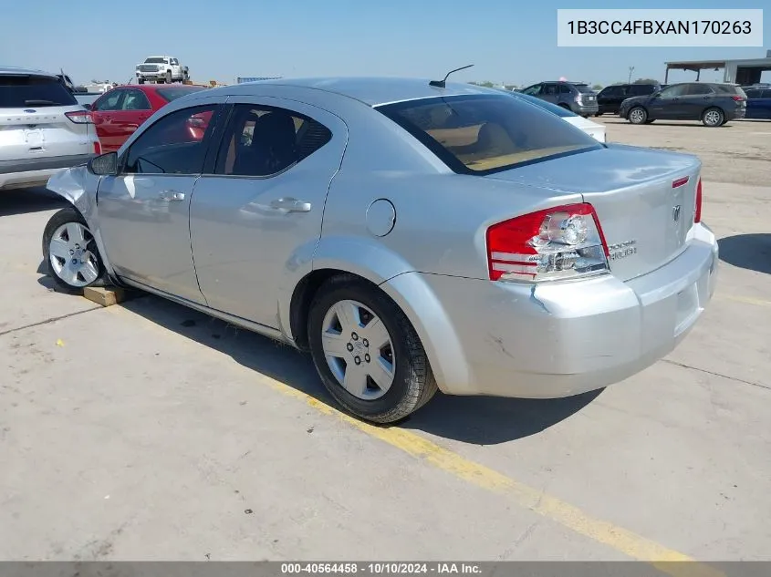 2010 Dodge Avenger Sxt VIN: 1B3CC4FBXAN170263 Lot: 40564458