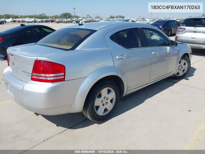 2010 Dodge Avenger Sxt VIN: 1B3CC4FBXAN170263 Lot: 40564458