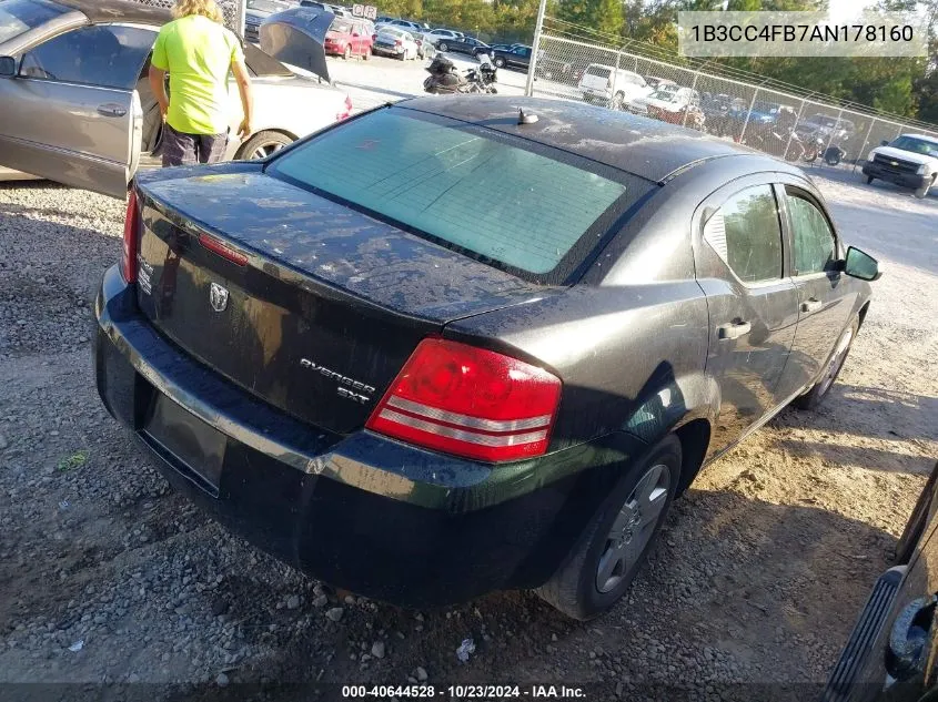 2010 Dodge Avenger Sxt VIN: 1B3CC4FB7AN178160 Lot: 40644528