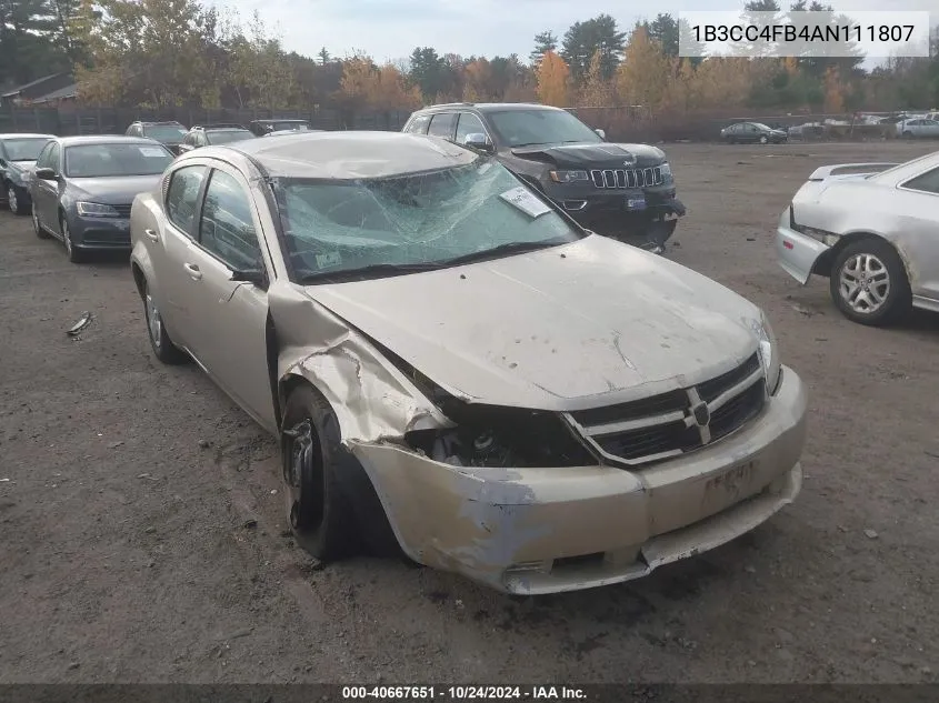 1B3CC4FB4AN111807 2010 Dodge Avenger Sxt