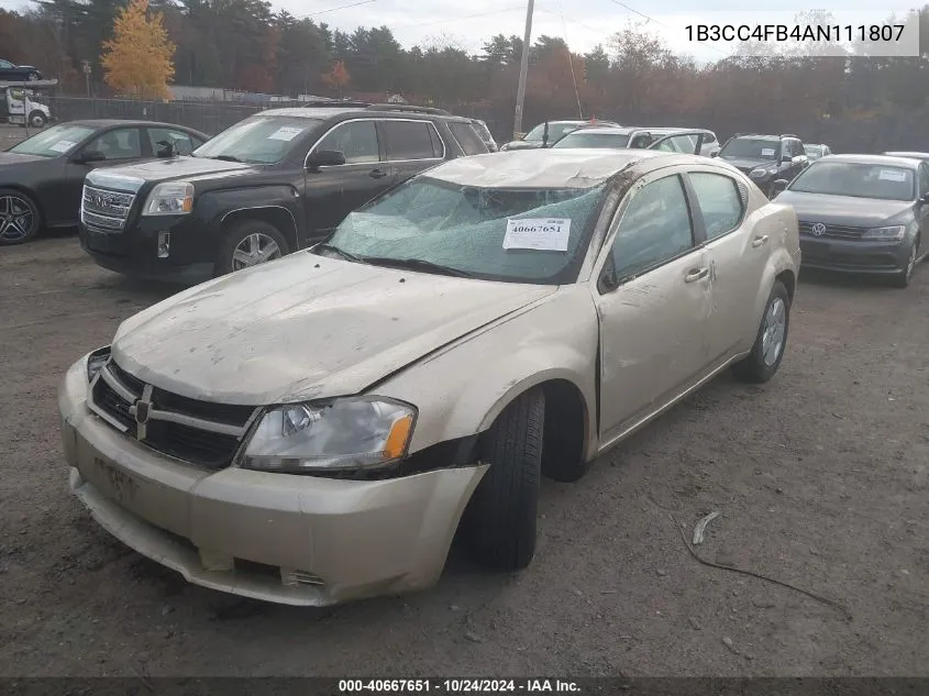 1B3CC4FB4AN111807 2010 Dodge Avenger Sxt