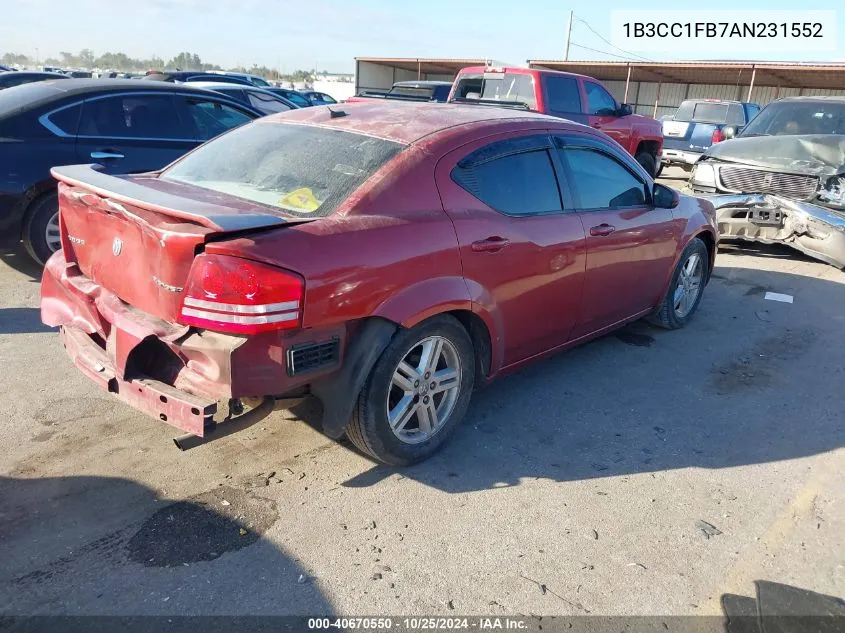 2010 Dodge Avenger Express VIN: 1B3CC1FB7AN231552 Lot: 40670550