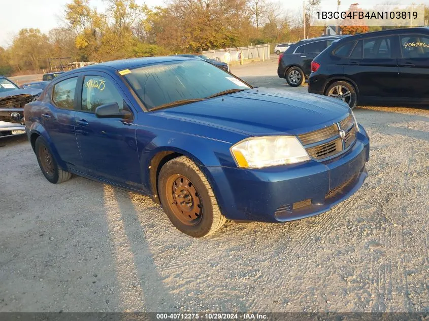 2010 Dodge Avenger Sxt VIN: 1B3CC4FB4AN103819 Lot: 40712275