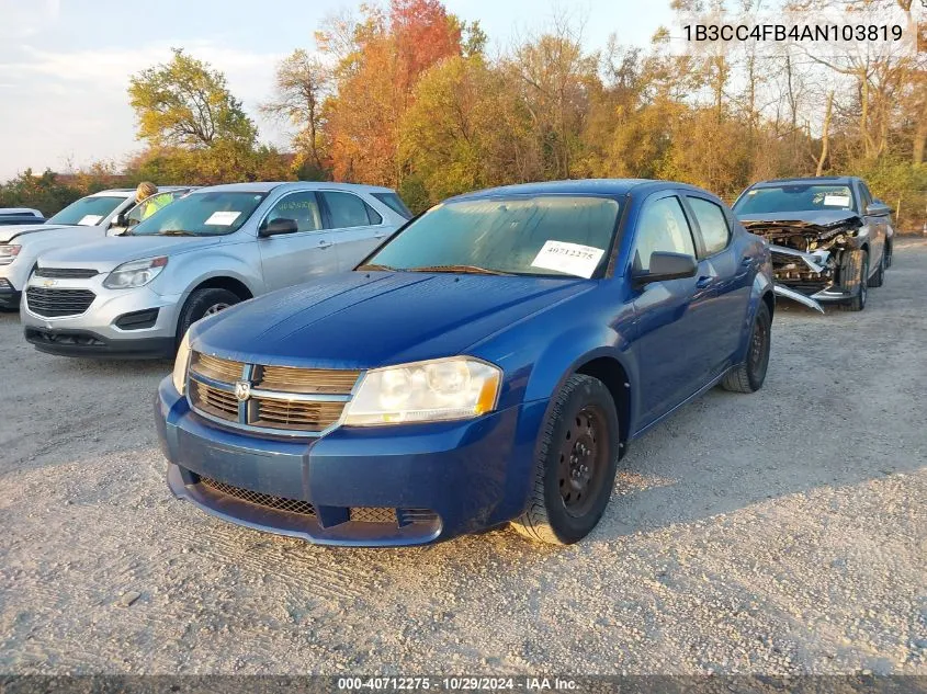 2010 Dodge Avenger Sxt VIN: 1B3CC4FB4AN103819 Lot: 40712275