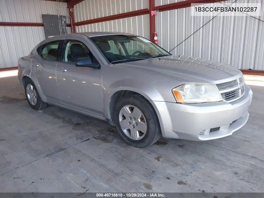 2010 Dodge Avenger Sxt VIN: 1B3CC4FB3AN102287 Lot: 40718610