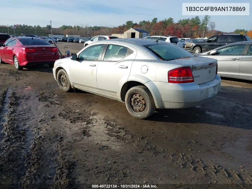 2010 Dodge Avenger Sxt VIN: 1B3CC4FB9AN178869 Lot: 40722134