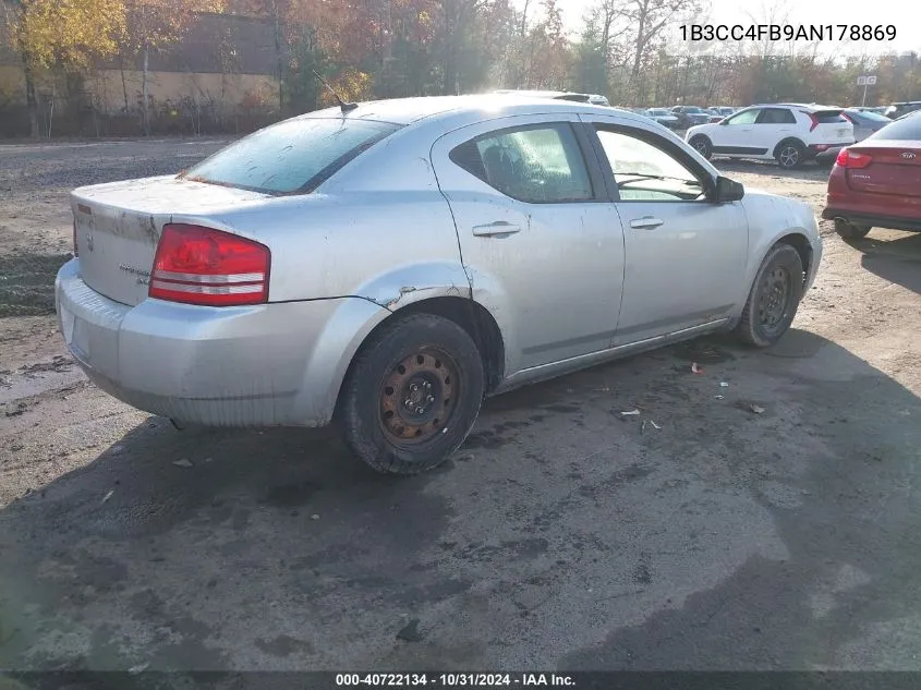 2010 Dodge Avenger Sxt VIN: 1B3CC4FB9AN178869 Lot: 40722134