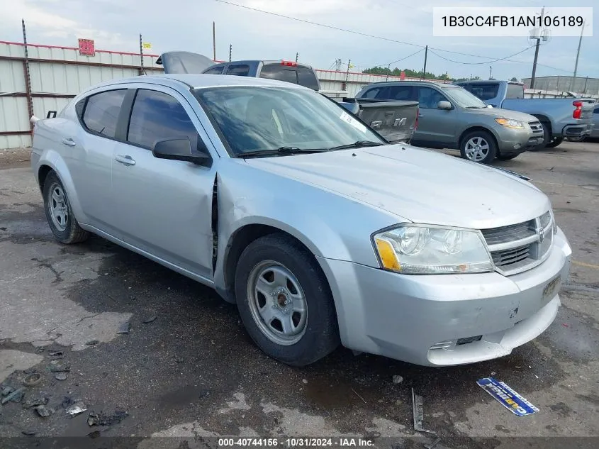 2010 Dodge Avenger Sxt VIN: 1B3CC4FB1AN106189 Lot: 40744156