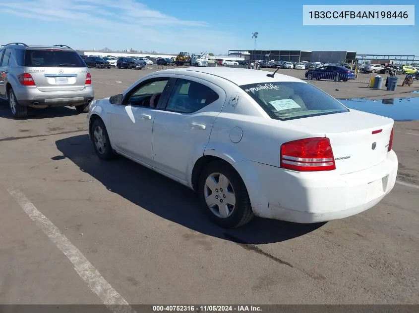 2010 Dodge Avenger Sxt VIN: 1B3CC4FB4AN198446 Lot: 40752316