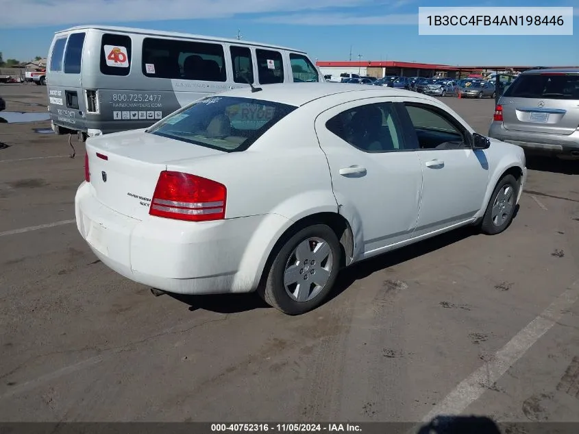 2010 Dodge Avenger Sxt VIN: 1B3CC4FB4AN198446 Lot: 40752316