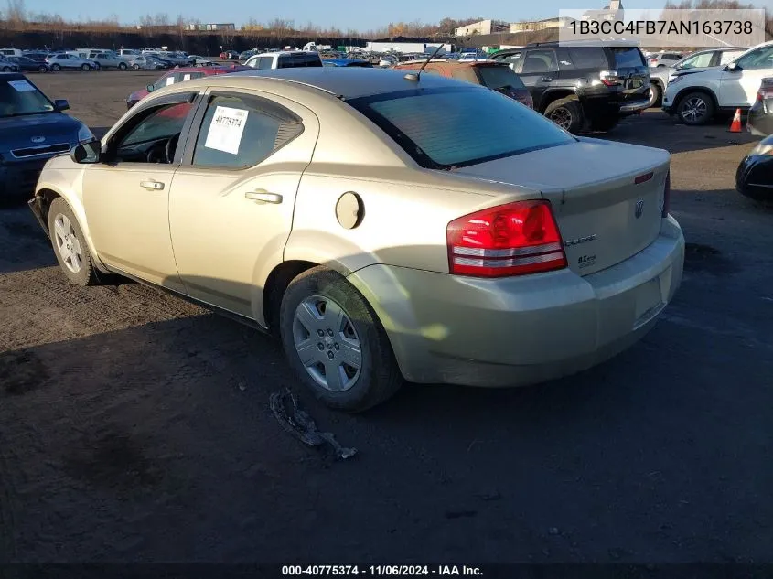 2010 Dodge Avenger Sxt VIN: 1B3CC4FB7AN163738 Lot: 40775374