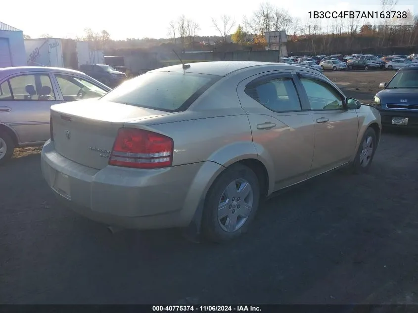 2010 Dodge Avenger Sxt VIN: 1B3CC4FB7AN163738 Lot: 40775374