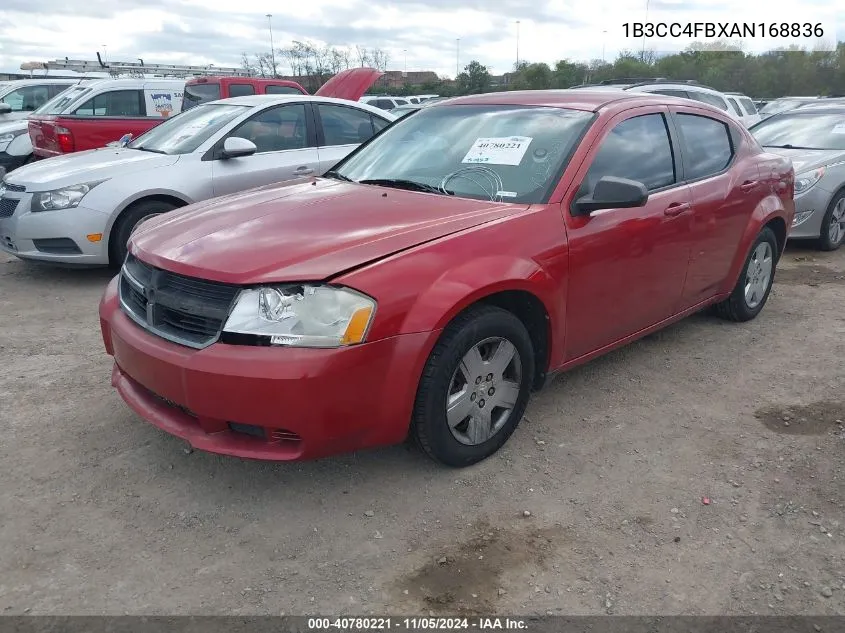 2010 Dodge Avenger Sxt VIN: 1B3CC4FBXAN168836 Lot: 40780221