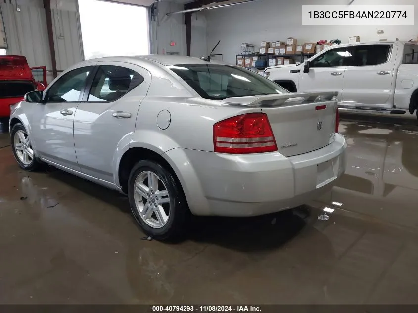 2010 Dodge Avenger R/T VIN: 1B3CC5FB4AN220774 Lot: 40794293