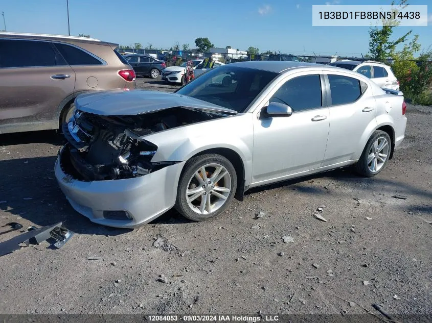 2011 Dodge Avenger Mainstreet VIN: 1B3BD1FB8BN514438 Lot: 12084053