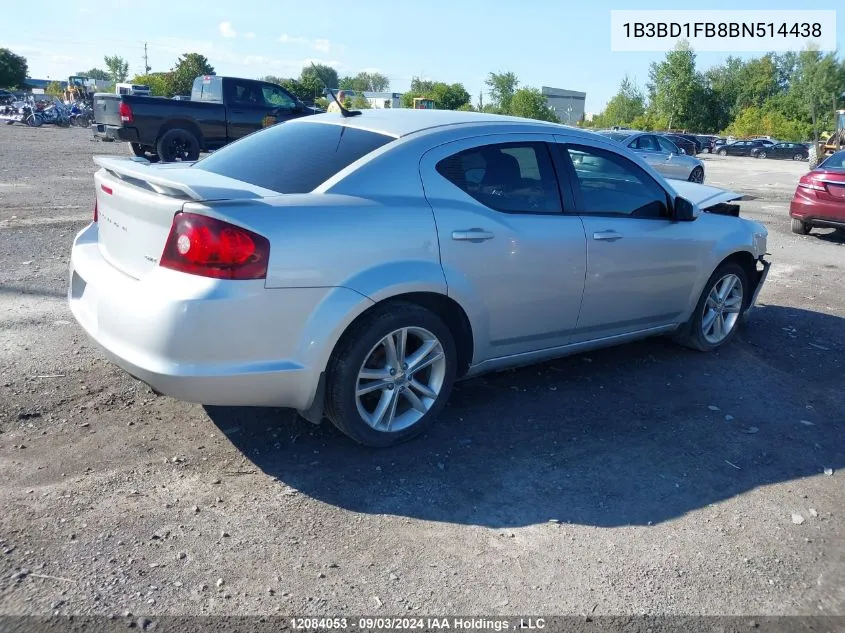 2011 Dodge Avenger Mainstreet VIN: 1B3BD1FB8BN514438 Lot: 12084053