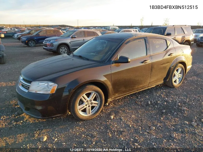 2011 Dodge Avenger Se VIN: 1B3BD4FBXBN512515 Lot: 12126377