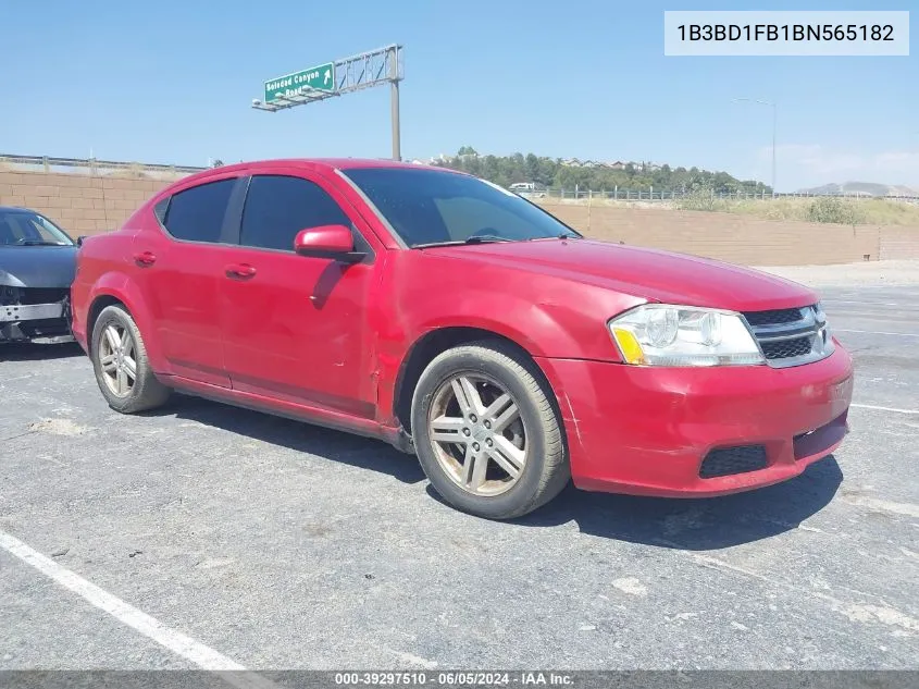 2011 Dodge Avenger Mainstreet VIN: 1B3BD1FB1BN565182 Lot: 39297510