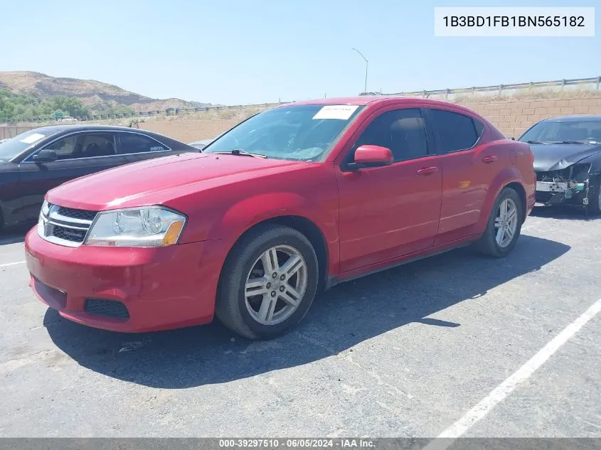 2011 Dodge Avenger Mainstreet VIN: 1B3BD1FB1BN565182 Lot: 39297510