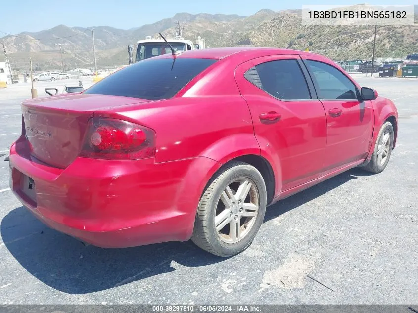 2011 Dodge Avenger Mainstreet VIN: 1B3BD1FB1BN565182 Lot: 39297510