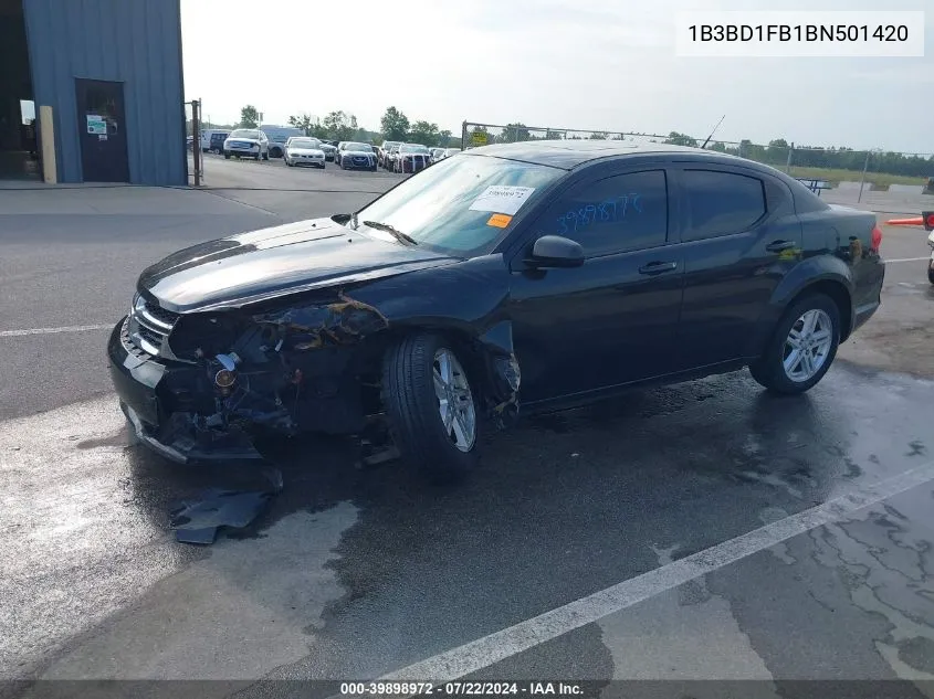 2011 Dodge Avenger Mainstreet VIN: 1B3BD1FB1BN501420 Lot: 39898972