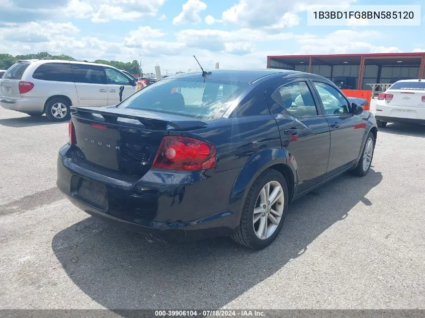 2011 Dodge Avenger Mainstreet VIN: 1B3BD1FG8BN585120 Lot: 39906104