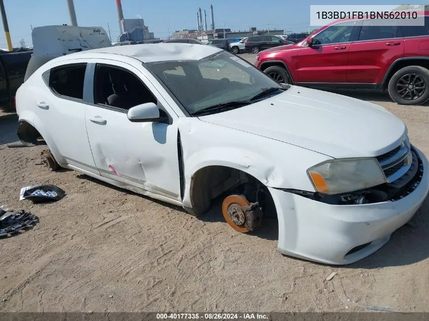 2011 Dodge Avenger Mainstreet VIN: 1B3BD1FB1BN562010 Lot: 40177335