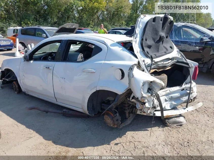 2011 Dodge Avenger Mainstreet VIN: 1B3BD1FB1BN562010 Lot: 40177335