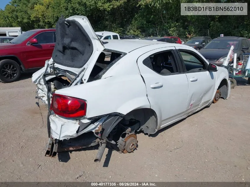 2011 Dodge Avenger Mainstreet VIN: 1B3BD1FB1BN562010 Lot: 40177335