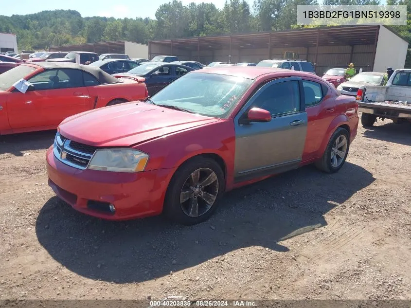 2011 Dodge Avenger Lux VIN: 1B3BD2FG1BN519398 Lot: 40203835